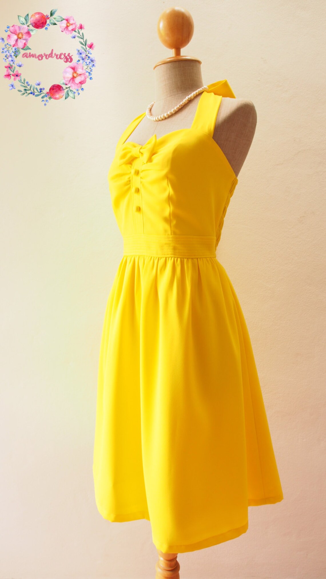 Yellow Sundress Lemon Dress Canary Yellow Dress Summer Dress | Etsy
