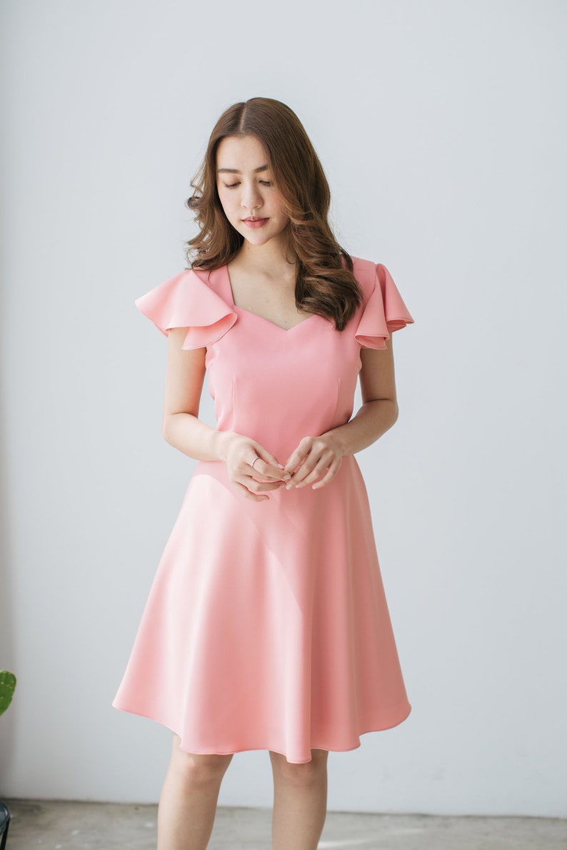 Pink Bridesmaid Dress Fairy Tale Pink Dress Ruffle Sleeve - Etsy