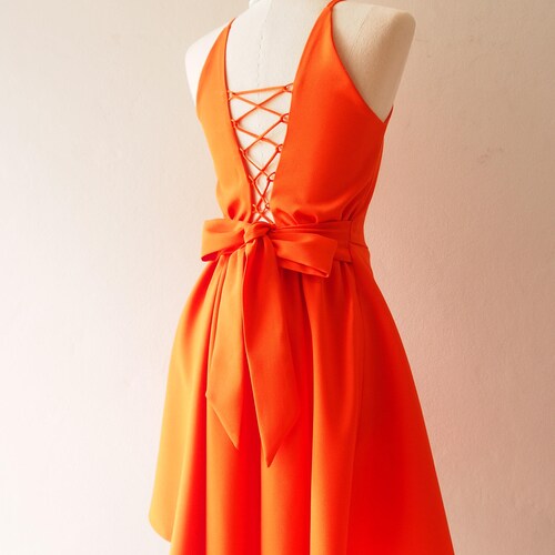 Orange Bridesmaid Dress Crisscross Back Sexy Back Tangerine Etsy