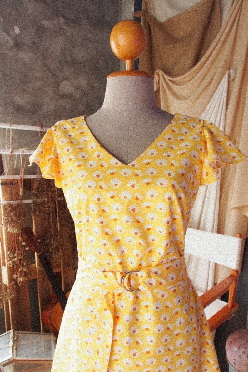 yellow sundress with flowers