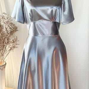 Silver gray Shining swing flare Party Dress Summer Vintage wedding prom Flare Bell Sleeve Sundress Bridesmaid high fashion Christmas -Monet