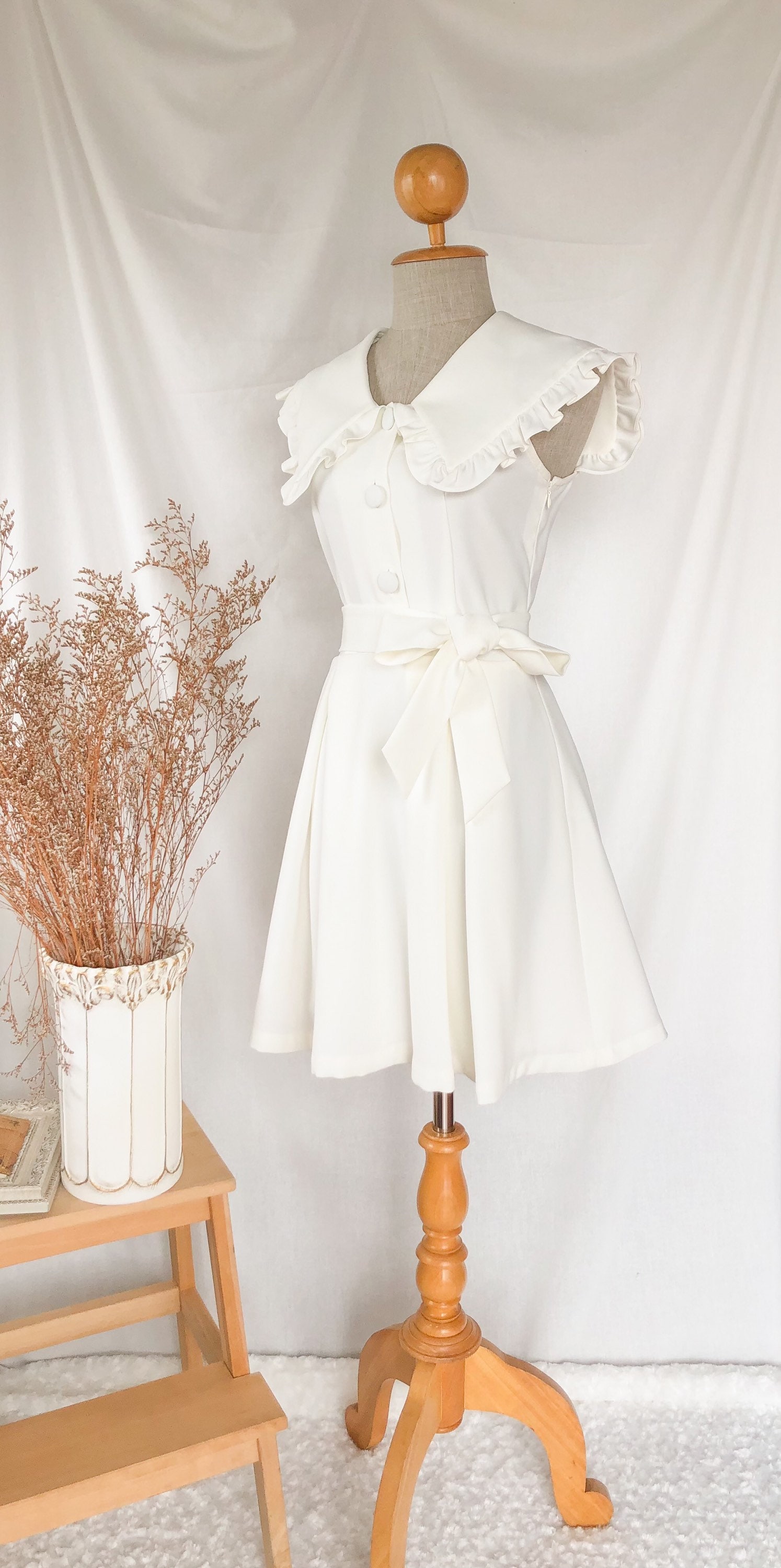 White Women Dress Shirt Big Collar Korean Vintage Wedding