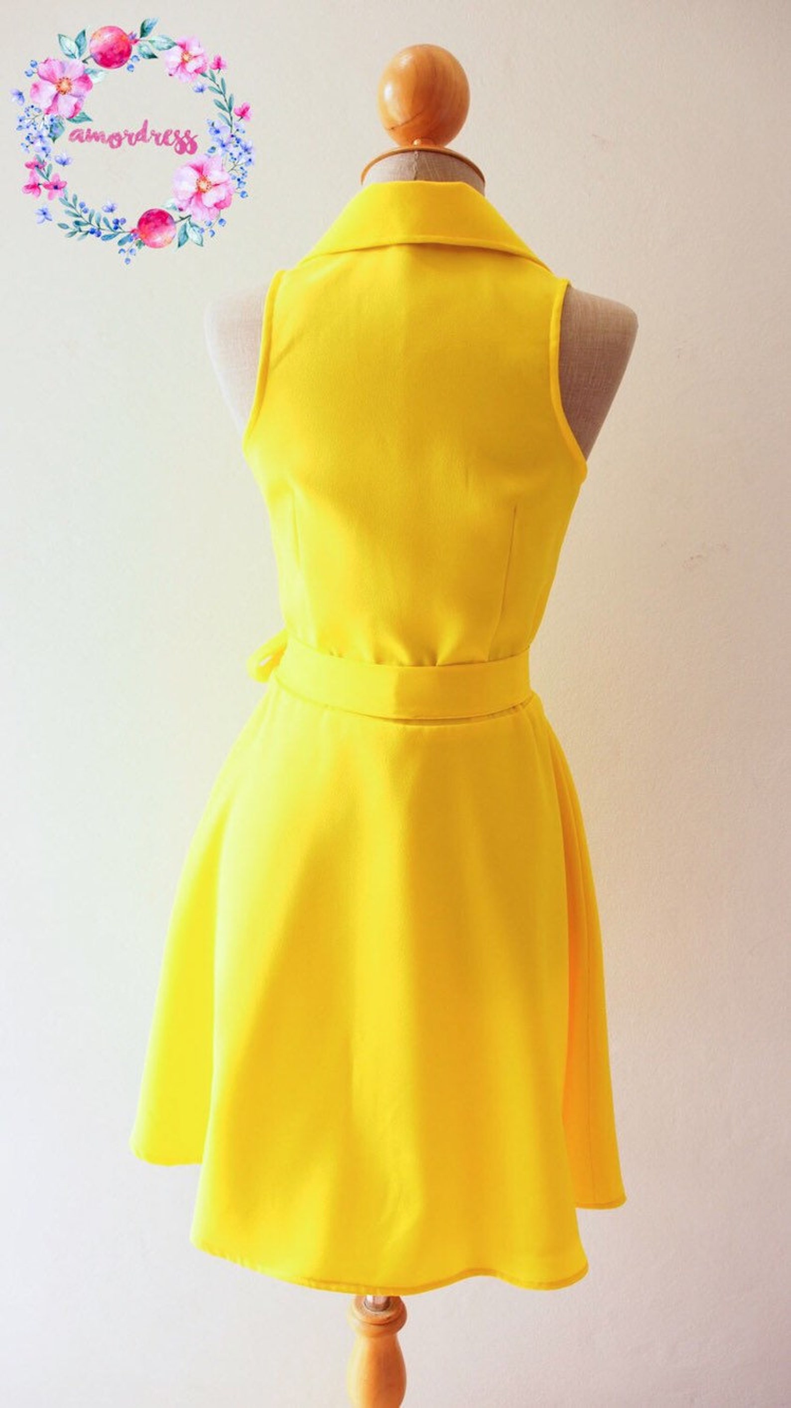 DOWNTOWN Canary Yellow Dress Lemon Club Dress Yellow Shirt | Etsy