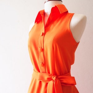 Orange Dress Tangerine Dress Shirt Dress Working Dress Party Dress Orange Bridesmaid Dress Summer Vintage Sundress Mod Retro DOWNTOWN