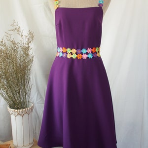 Purple Prom Dress Eggplant Party Dress Vintage summer Retro Lace Shoulder Straps violet clothing 70's style purple bridesmaid dress bloom image 5
