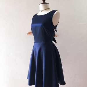 Shining Navy party dress vintage retro bridesmaid gown summer fashion sundress swing skirt high fashion twin back bow quirky design Ella image 2