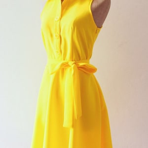 DOWNTOWN Canary Yellow Dress Lemon Club Dress Yellow Shirt Dress Yellow Bridesmaid Dress Casual Vintage Style Party Dress capsule wardrobe