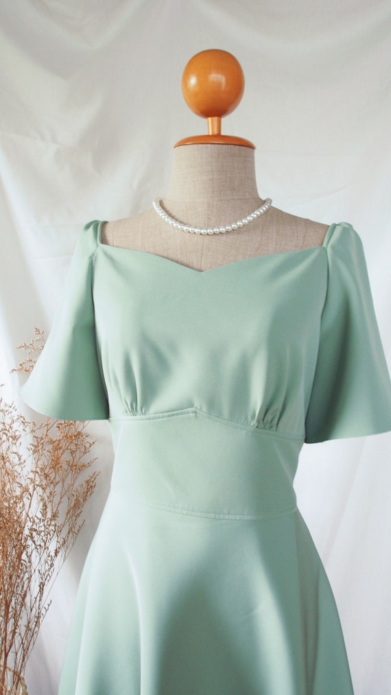 Sage green fit hotsell and flare dress