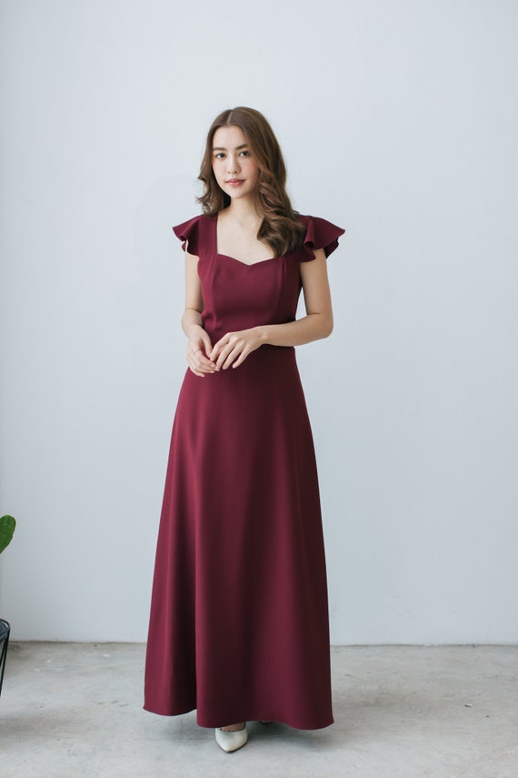 maroon red gown