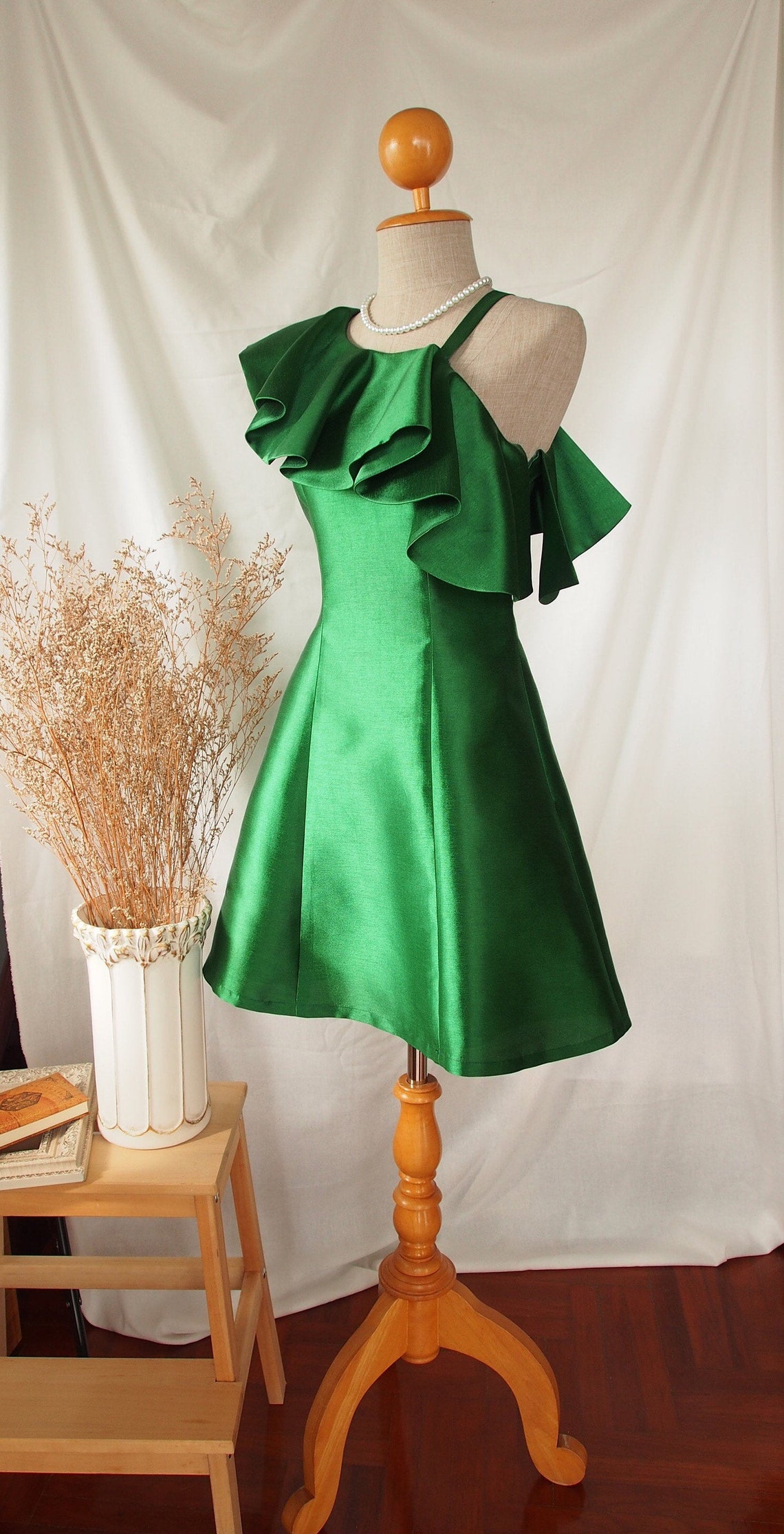 Emma green Bridesmaid Dress green Prom Dress One Shoulder | Etsy