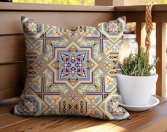 Egyptian Cushion Cover Cross Stitch Pattern Ethnic Arabic Moroccan Ornaments Mandala Throw Pillow Digital Download PDF Chart 415ld