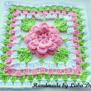Crochet Granny Square Floral Pattern Instant Download Square Crochet PDF Pattern Floral Afghan Block Flower in Granny Square image 5