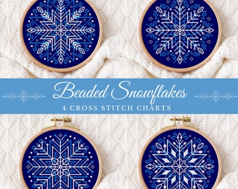 Beaded Snowflakes Stitch Pattern Pattern Large Christmas Festive Ornaments Digital Download PDF Chart N134ld