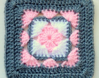 Crochet Granny Square Floral Pattern Instant Download Square Crochet PDF Pattern Floral Afghan Block Motif Square LD103