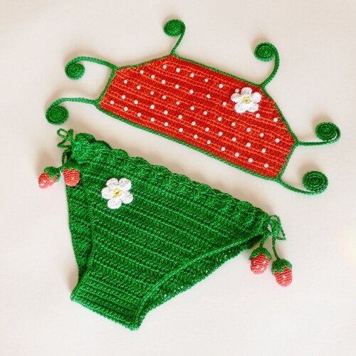 Crocheted Baby Girls Bikini Pattern Swimming Suit Instant Etsy