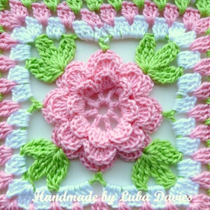 Crochet Granny Square Floral Pattern Instant Download Square Crochet PDF Pattern Floral Afghan Block Flower in Granny Square image 4
