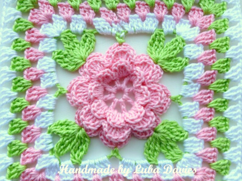Crochet Granny Square Floral Pattern Instant Download Square Crochet PDF Pattern Floral Afghan Block Flower in Granny Square image 4