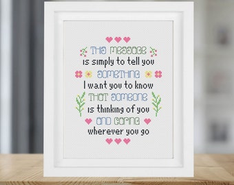 Thinking of You Cross Stitch Pattern Motivational Inspirational Quote Mother's Day Birthday Gift Sentiment Digital Download PDF Chart 23ld