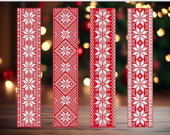 Nordic Bookmarks Bundle 4 x Cross Stitch Pattern Snowflakes Decorations Scandinavian Festive Ornaments Digital Download PDF Chart N152ld