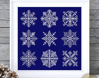 New Nordic Stars Cross Stitch Pattern Christmas Snowflakes Scandinavian Ornaments Modern Xsitch Instant Download PDF Chart N169ld