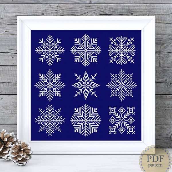 New Nordic Stars Cross Stitch Pattern Christmas Snowflakes Scandinavian Ornaments Modern Xsitch Instant Download PDF Chart N169ld