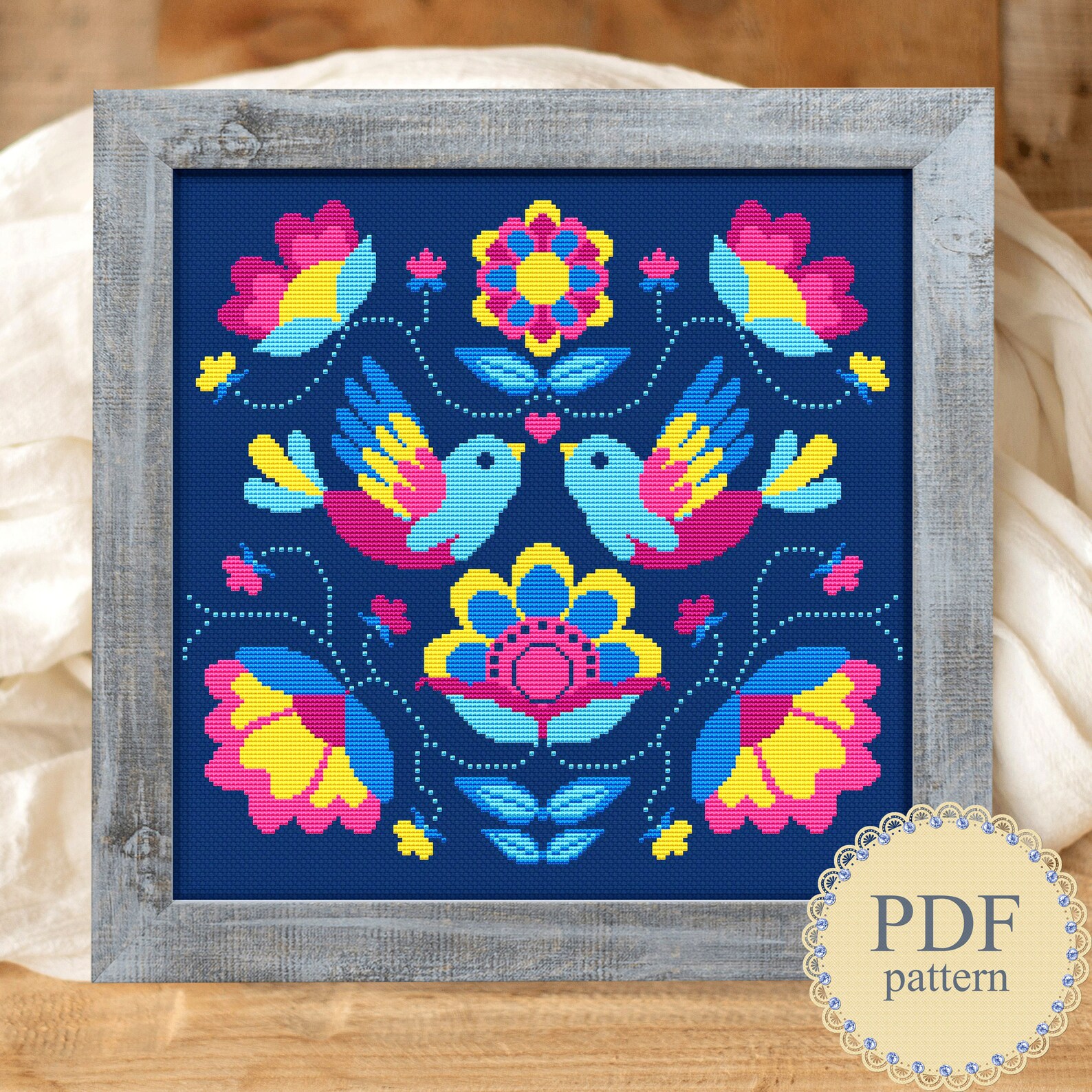 Mexican Style Cushion Cover Cross Stitch Pattern Colourful | Etsy