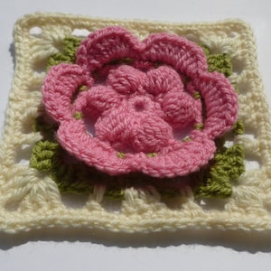 Crochet Granny Square Floral Pattern Instant Download Square Crochet PDF Pattern Floral Afghan Block Motif Square Flower in Square image 4