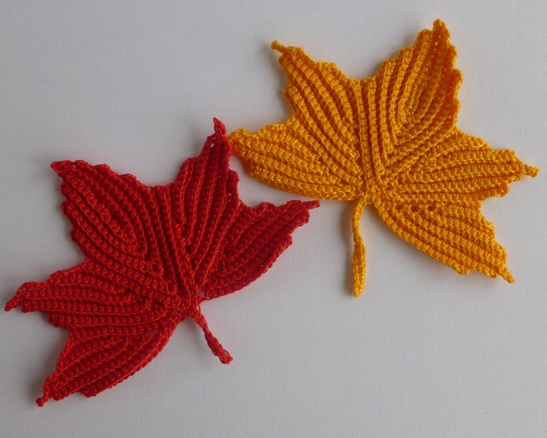 Crochet Maple Leaf Pattern Instant Download Crochet PDF Pattern Irish Crochet All five branches made without cutting thread image 7