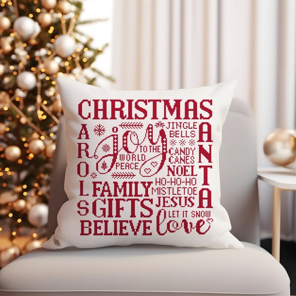 Christmas Smash Cross Stitch Pattern Christmas Snowflakes Festive Ornaments Quotes Cushion Throw Pillow Digital Download PDF Chart N153ld