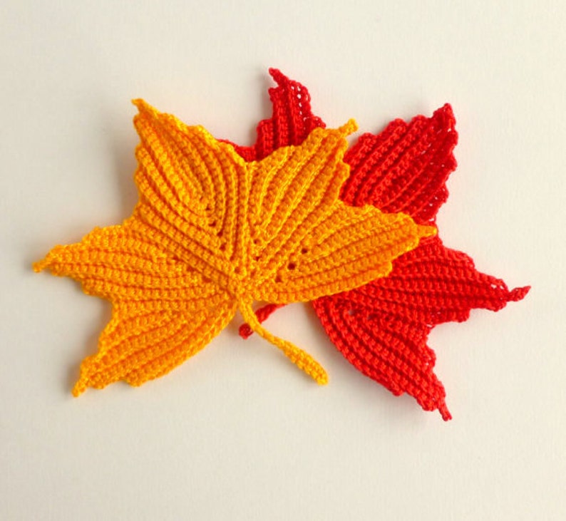 Crochet Maple Leaf Pattern Instant Download Crochet PDF Pattern Irish Crochet All five branches made without cutting thread image 3