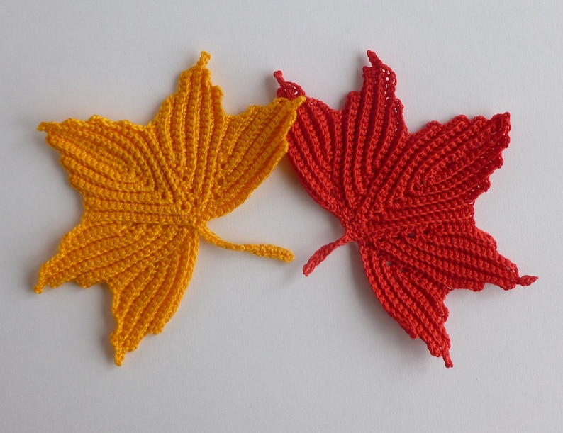 Crochet Maple Leaf Pattern Instant Download Crochet PDF Pattern Irish Crochet All five branches made without cutting thread image 4