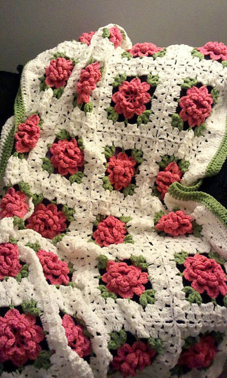 Crochet Granny Square Floral Pattern Instant Download Square Crochet PDF Pattern Floral Afghan Block Flower in Granny Square image 2