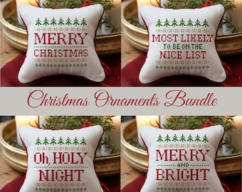 Christmas Ornaments Bundle Cross Stitch Pattern Small Festive Decorations Pin Cushion Digital Download PDF Chart N156ld