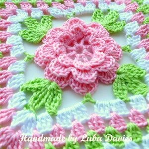 Crochet Granny Square Floral Pattern Instant Download Square Crochet PDF Pattern Floral Afghan Block Flower in Granny Square image 6
