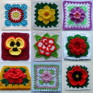 Crochet Granny Square E-Book Instant Download Crochet PDF Pattern Best of Blocks Floral Granny Square Pattern image 2