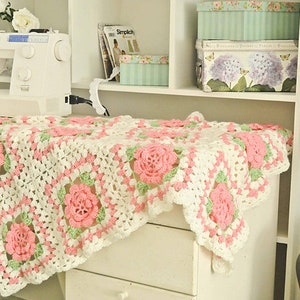 Crochet Granny Square Floral Pattern Instant Download Square Crochet PDF Pattern Floral Afghan Block Flower in Granny Square image 1