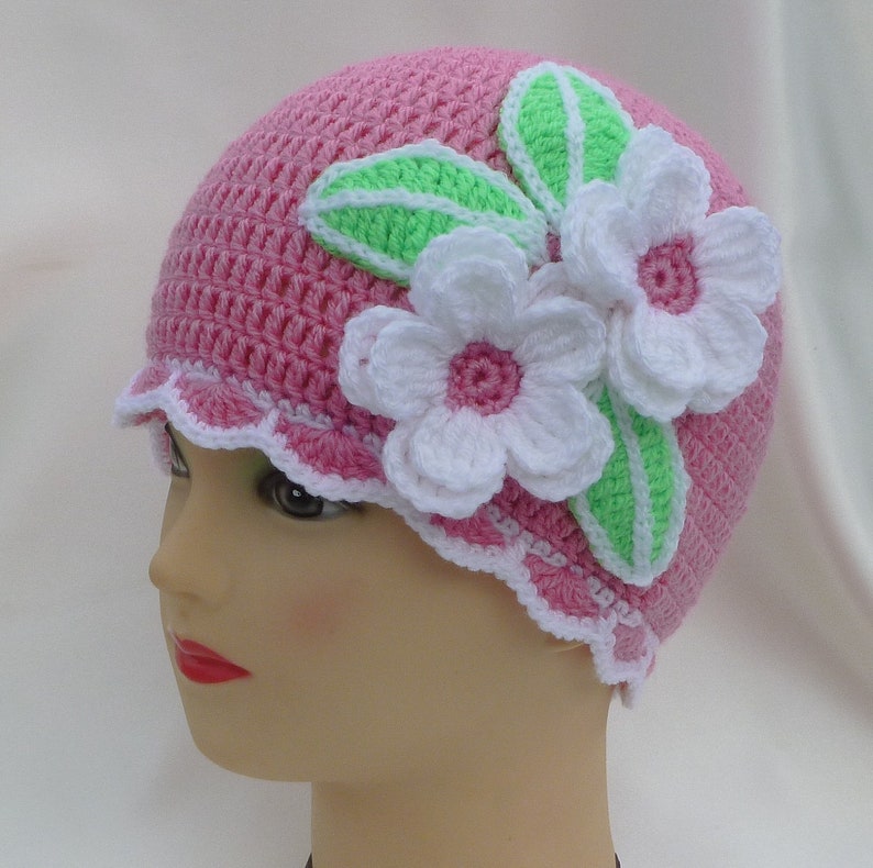 Crochet Baby Girl Beanie Hat Flowers Pattern Instant Download Cr Crochet Baby Girl Beanie Hat Flowers Pattern Instant Download Cr