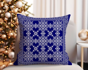 Nordic Style Cushion Cover Cross Stitch Pattern Christmas Snowflakes Ornaments Festive Throw Pillow Digital Download PDF Chart 173ld