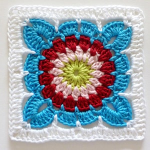 Crochet Granny Square Floral Pattern Instant Download Square Crochet PDF Pattern Floral Afghan Block Square LD121 image 1