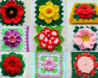 Crochet Granny Square E-Book Instant Download Crochet PDF Pattern Best of Blocks Floral Granny Square Pattern