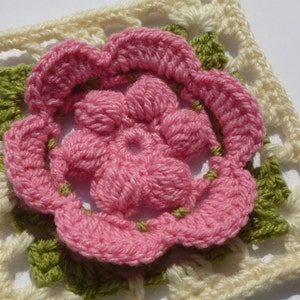 Crochet Granny Square Floral Pattern Instant Download Square Crochet PDF Pattern Floral Afghan Block Motif Square Flower in Square image 3