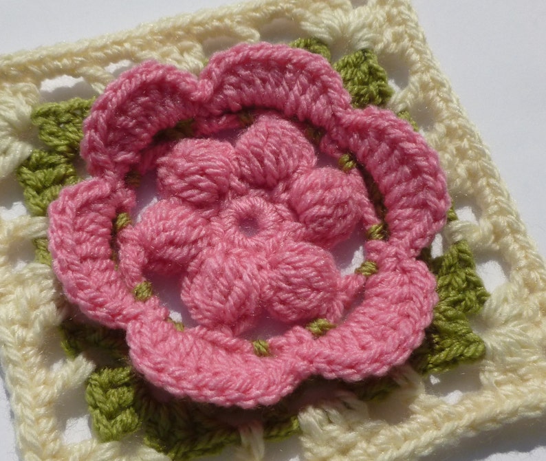 Crochet Granny Square Floral Pattern Instant Download Square Crochet PDF Pattern Floral Afghan Block Motif Square Flower in Square image 3