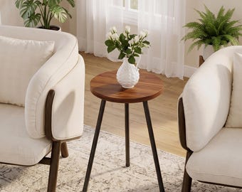 Minimalist Round Side Table, Small Tripod Accent Table, Modern Sofa End Table, Bedroom Nightstand, Compact Balcony Coffee Table