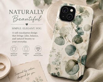 Watercolor Eucalyptus Phone Case | Botanical Greenery MagSafe iPhone 16 Case | Boho Plant Lover Gift
