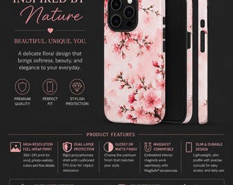Pink Cherry Blossom iPhone Case | Sakura Floral MagSafe Protection (Glossy/Matte)