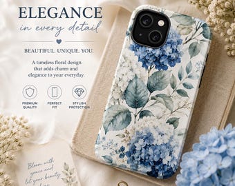 Blue Hydrangea Floral Phone Case | Magnetic Impact-Resistant Case