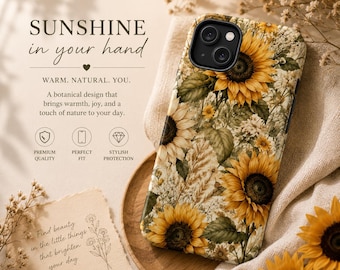 Vintage Sunflower iPhone Case | Retro Floral MagSafe Protection