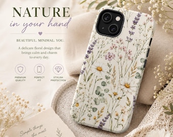 Wildflower Botanical Phone Case | Lavender Daisy Floral Magnetic Impact-Resistant