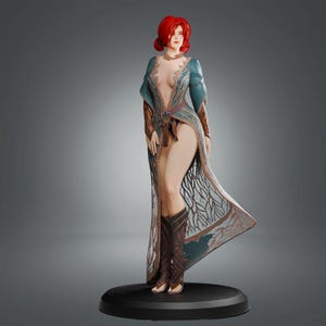 Fantasy Mage Woman Figure, Triss Inspired Statue, Medieval Sorceress Collectible, Fan Art