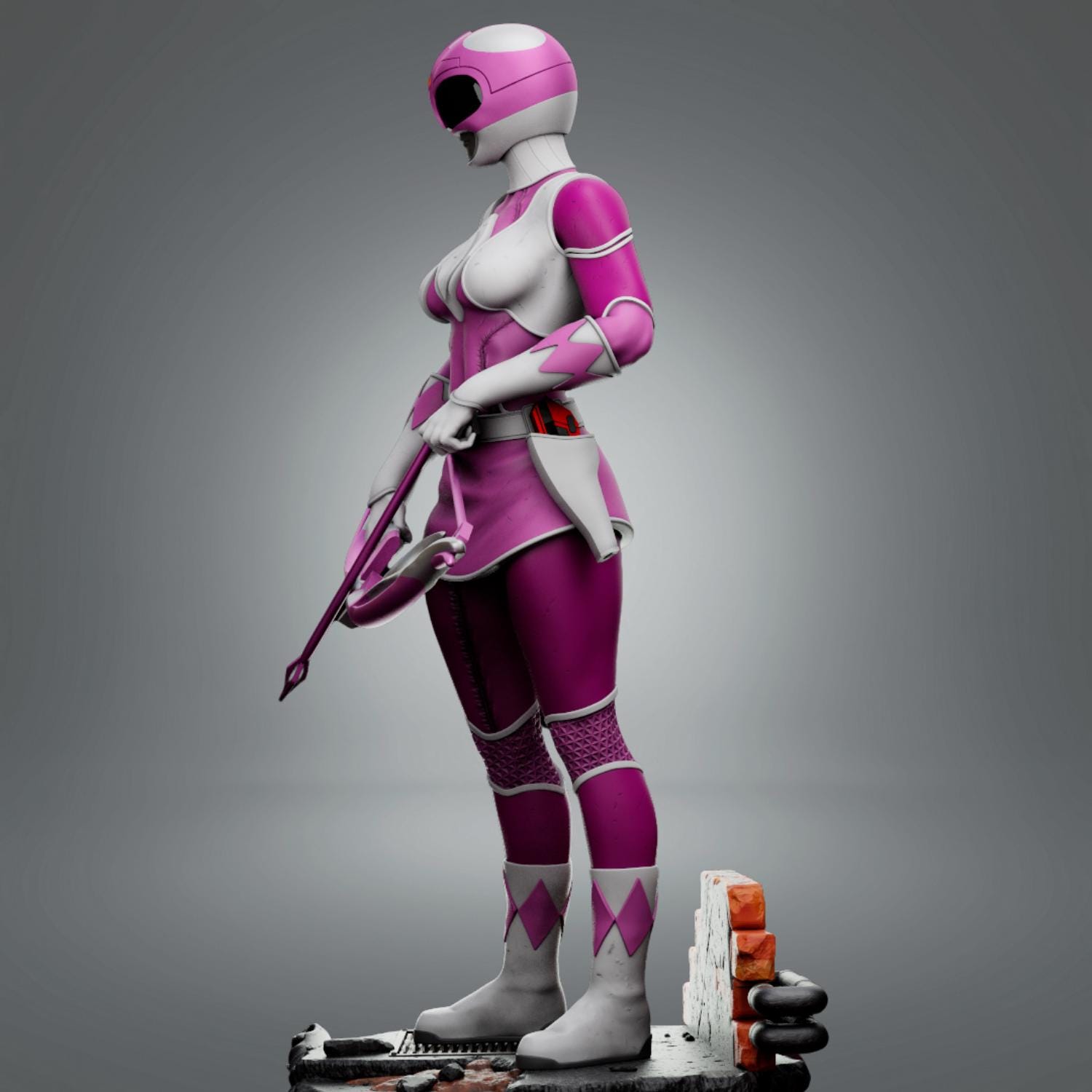 Pink Ranger Figure, Power Rangers Statue, 3D Printed Collectible, Hand ...